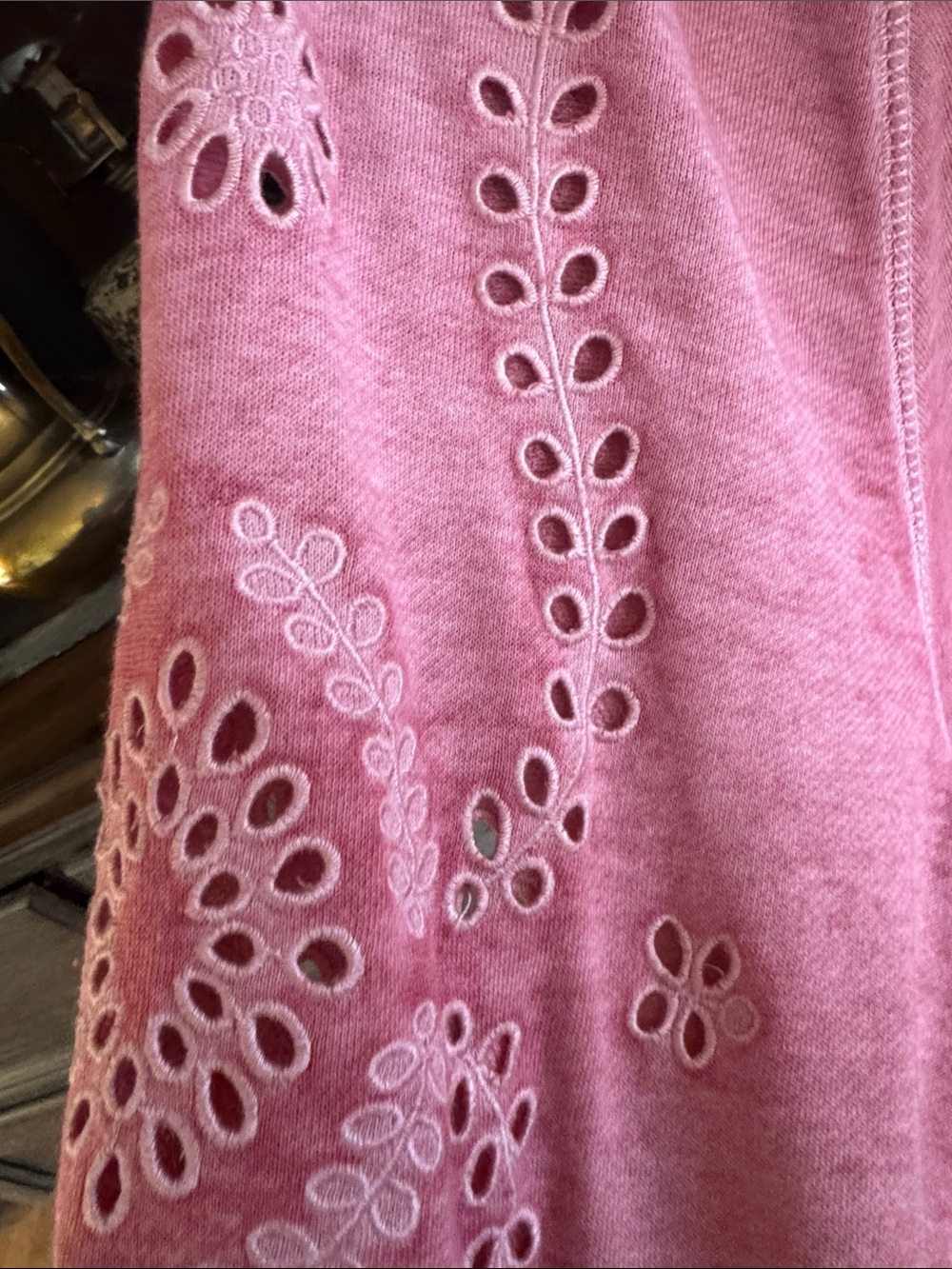 Lane Bryant Rose Pink Eyelet-Sleeve Pullover Sweatshirt - Picture 2 of 5